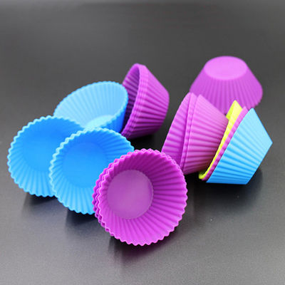ROHS Odorless Silicone Muffin Cups , Reusable Silicone Cupcake Cases
