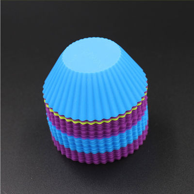 ROHS Odorless Silicone Muffin Cups , Reusable Silicone Cupcake Cases