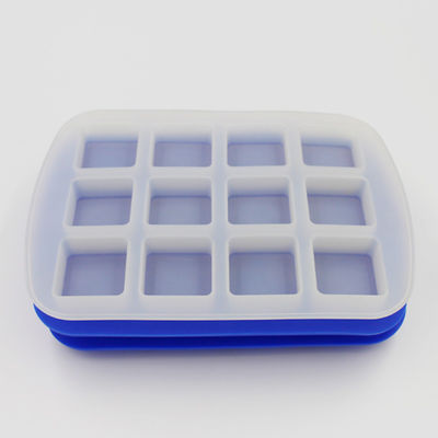 Durable Blue Flexible Ice Cube Trays , Tasteless Personalized Silicone Ice Cube Mold