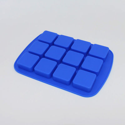 Durable Blue Flexible Ice Cube Trays , Tasteless Personalized Silicone Ice Cube Mold