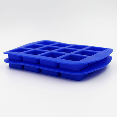 Durable Blue Flexible Ice Cube Trays , Tasteless Personalized Silicone Ice Cube Mold