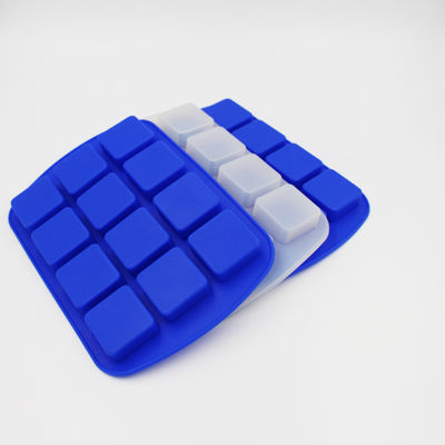 Durable Blue Flexible Ice Cube Trays , Tasteless Personalized Silicone Ice Cube Mold