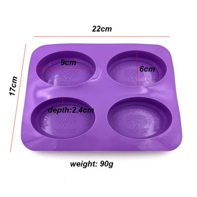 4 Cavity Reusable Silicone Soap Mold Durable Oval Shape Purple Color