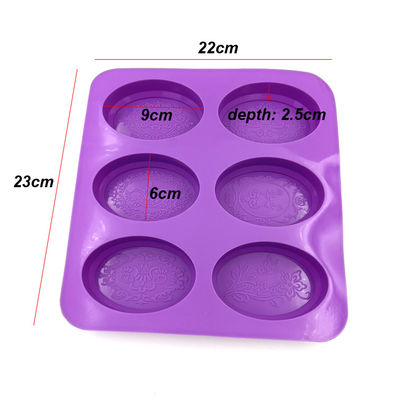 Durable Oval Silicone Soap Mold Lightweight Odorless Purple Color