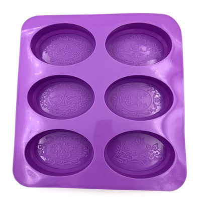 Durable Oval Silicone Soap Mold Lightweight Odorless Purple Color