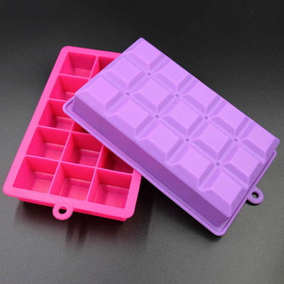 Square Harmless Silicone Ice Mold Cube Trays 15 Cavities Multicolor Reusable