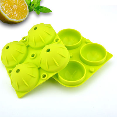 Durable Cocktails Ball Spherical Ice Cube Tray 4 Cavity Grey Green Color